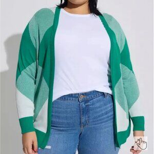 TORRID Women's Geometric Open-Front Cardigan. Plus Size 1